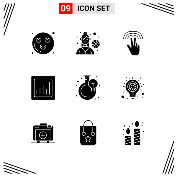 Creative Icons Modern Signs Sysymbols Bulb Blub Hand Flask Graph — Vector de stock