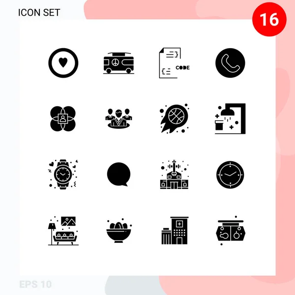 Creative Icons Modern Signs Sysymbols Human Character Coding Phone Call — Vector de stock