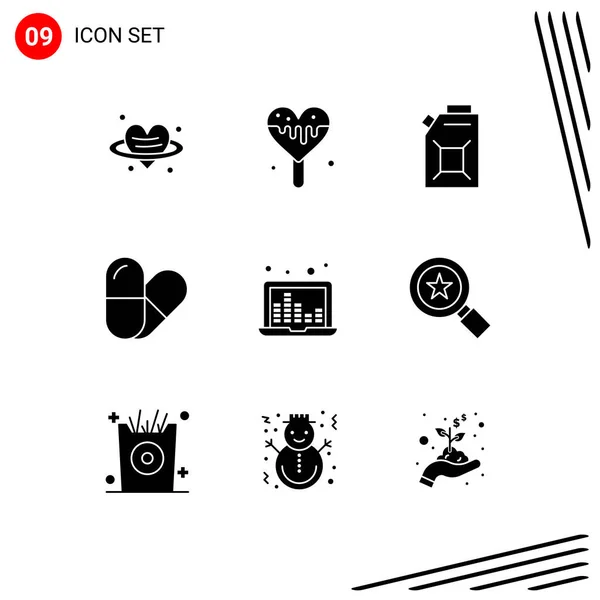 Stock Vector Icon Pack Line Signs Symbols Star Sound Waves — Stock Vector