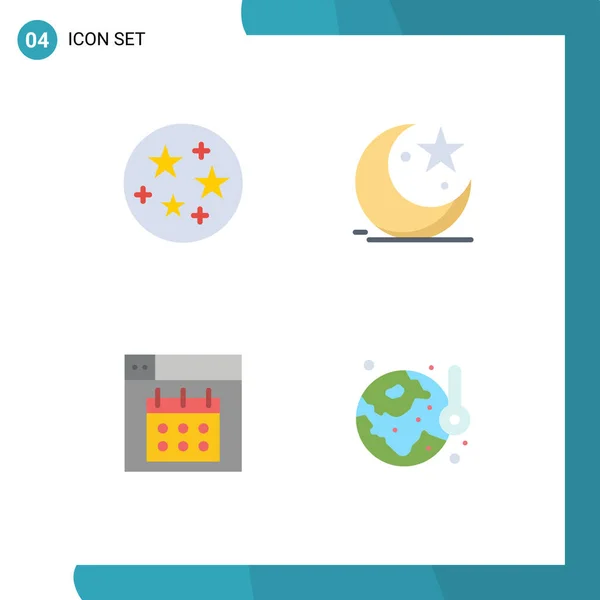 Set Commercial Flat Icons Pack Science Design Cresent Celebration Date — Stock Vector