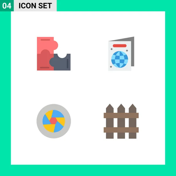 Set Mit Modernen Symbolen Symbole Zeichen Für Bildung Logo Puzzleteile — Stockvektor