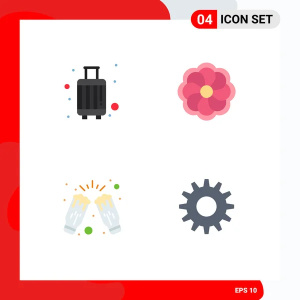 Stock Vector Icon Pack Mit Linienzeichen Und Symbolen Für Gepäck — Stockvektor