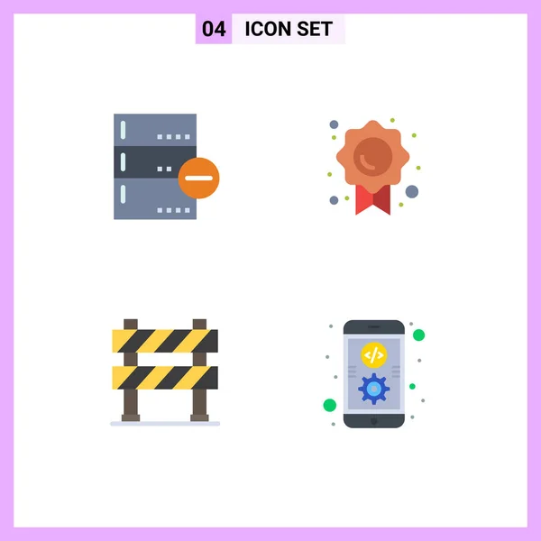 Mobile Interface Flat Icon Set Mit Piktogrammen Für Backup Barriere — Stockvektor