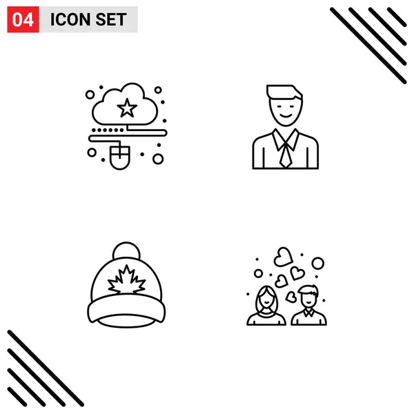 Set Modern Icons Sysymbols Signs Cloud Selection Mouse Executive Cap — Vector de stock