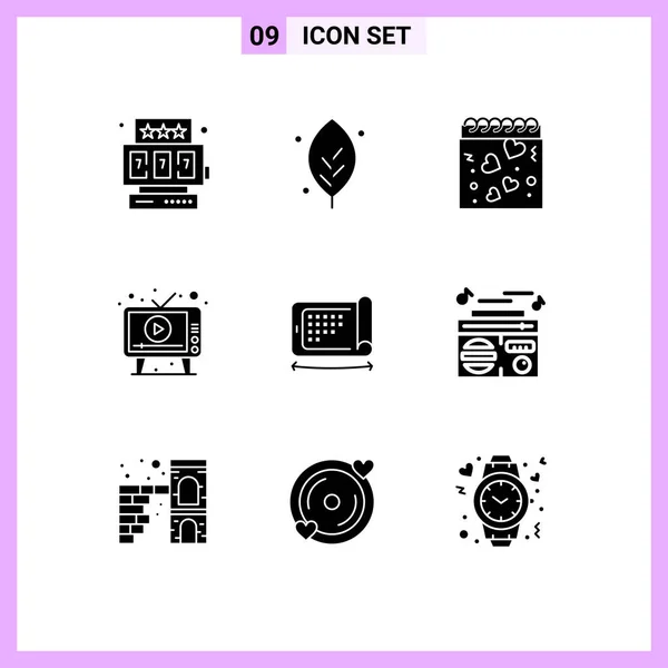 Universal Icon Symbols Group Modern Solid Glyphen Display Screen Heart — Stockvektor