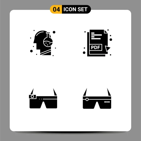 Interfejs Użytkownika Solid Glyph Pack Nowoczesnych Znaków Symboli Głowy Okulary — Wektor stockowy