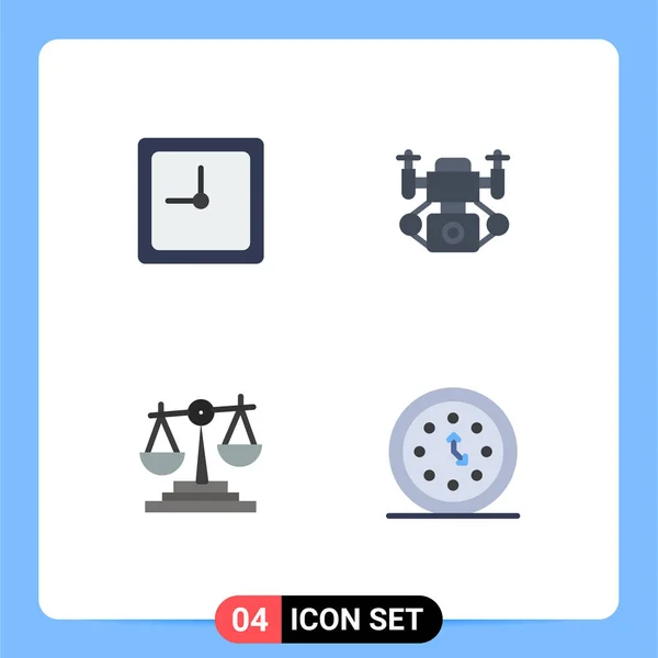 Contra Plano Universal Conjunto Iconos Para Aplicaciones Web Móviles Reloj — Vector de stock