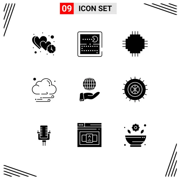 Universal Icon Symbols Group Modern Solid Glyphs Business Night Play — Vetor de Stock