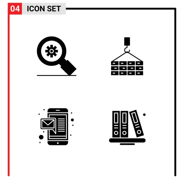 Universal Solid Glyphs Set Web Mobile Applications Research Massage Setting — Διανυσματικό Αρχείο