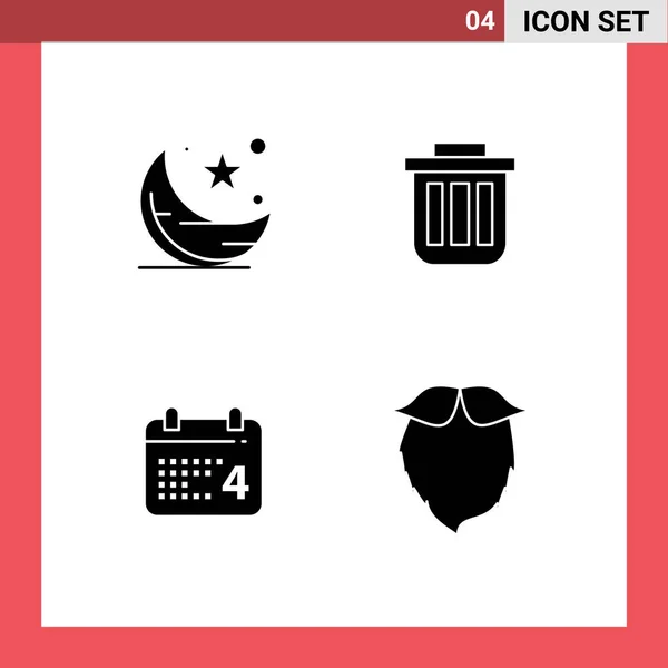 Universal Icon Symbols Group Modern Solid Glyphs Moon Container Night — Stockový vektor