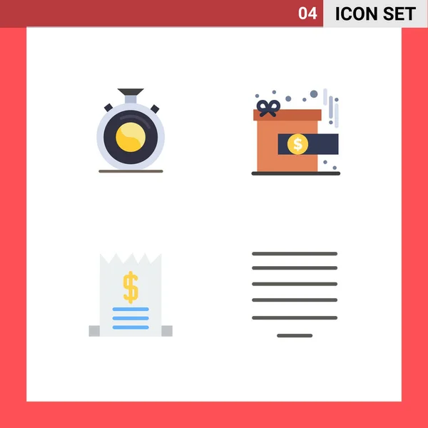 Grupo Flat Icons Sinais Símbolos Para Relógio Comércio Prática Presente —  Vetores de Stock