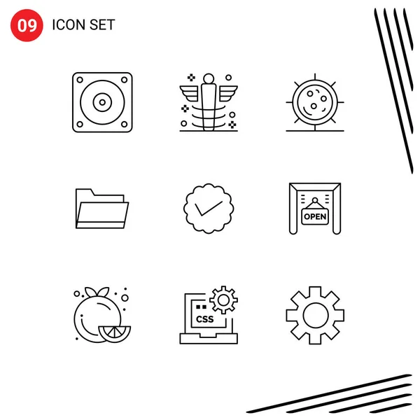 Stock Vector Icon Pack Mit Zeilenzeichen Und Symbolen Für Chat — Stockvektor