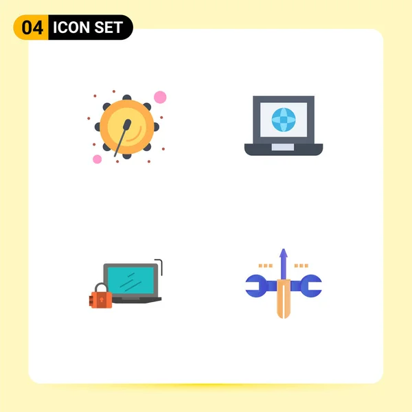 Flat Icon Concept Websites Mobile Apps Corps Security Laptop Internet — Stock Vector