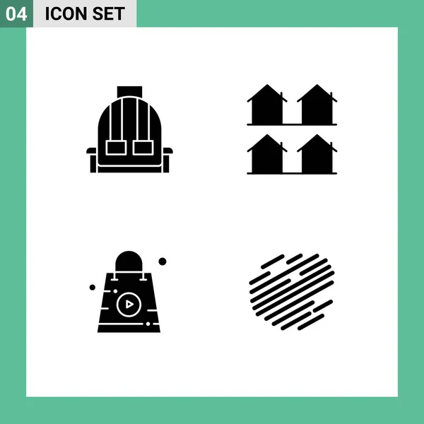 Icônes Créatives Signes Symboles Modernes Sac Dos Ligne École Maisons — Image vectorielle