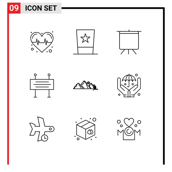 Universal Icon Symbols Group Modern Outlines Nature Hill Board Construction — Διανυσματικό Αρχείο