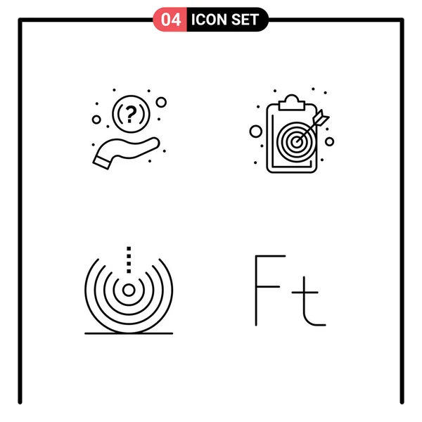 Conjunto Moderno Cores Planas Filledline Pictograph Faq Suporte Objetivo Gota — Vetor de Stock