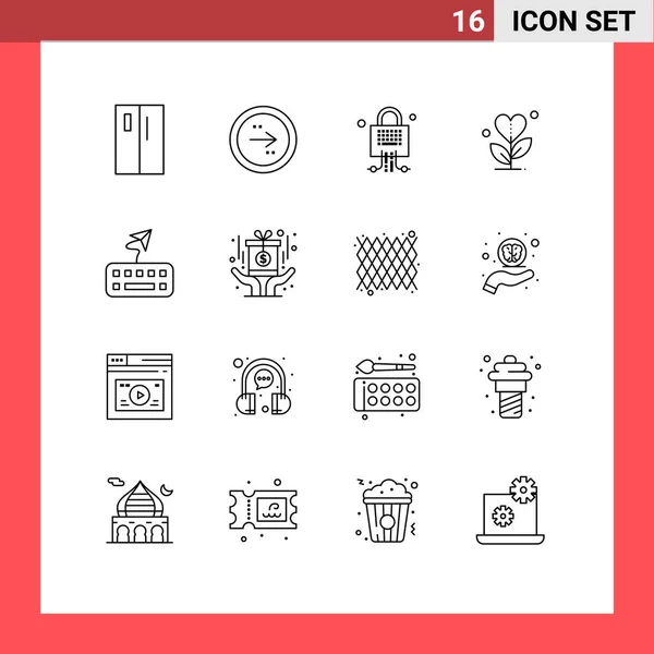 Universal Icon Symbols Group Modern Outlines Heart Grow Interface Ευγνωμοσύνη — Διανυσματικό Αρχείο