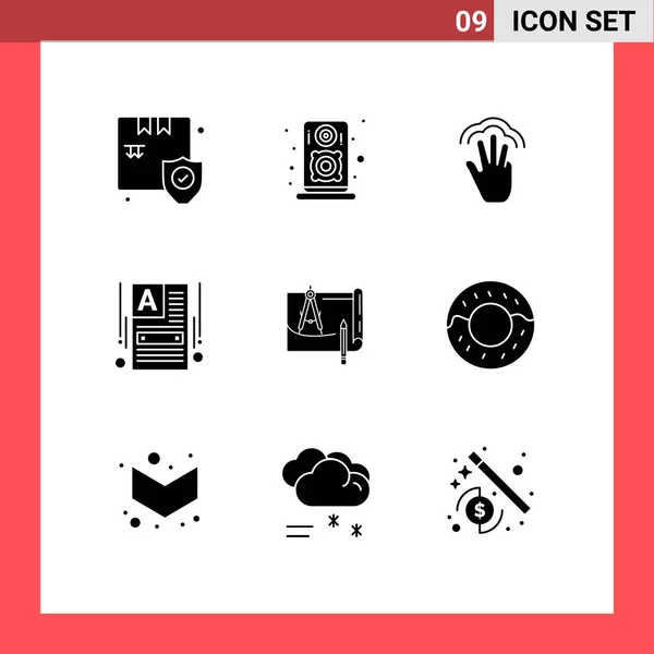 User Interface Pack Basic Solid Glyphs Architecture Web Builder Gestures — Vettoriale Stock