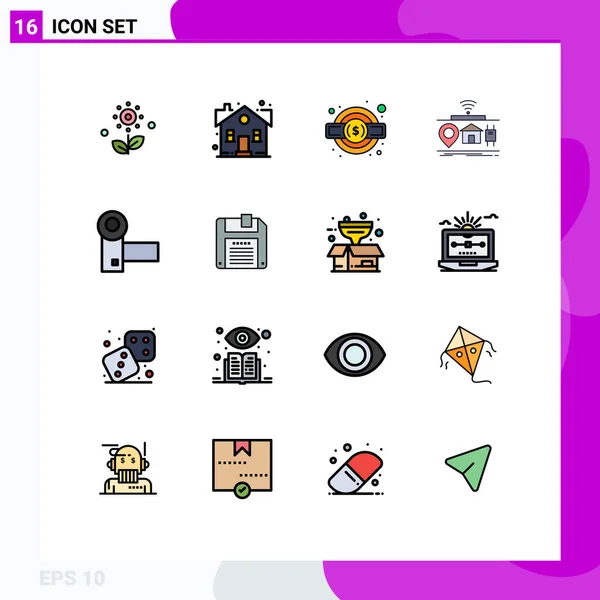 Universal Icon Symbols Group Modern Flat Color Filled Lines Things — 스톡 벡터