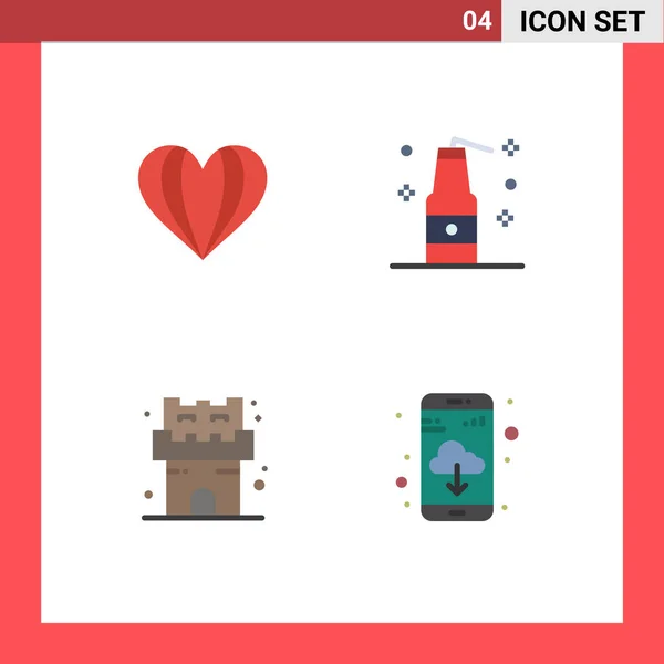 Pack Iconos Flat Creativos Paraguas Castillo Como Terrorismo Aplicación Editable — Vector de stock