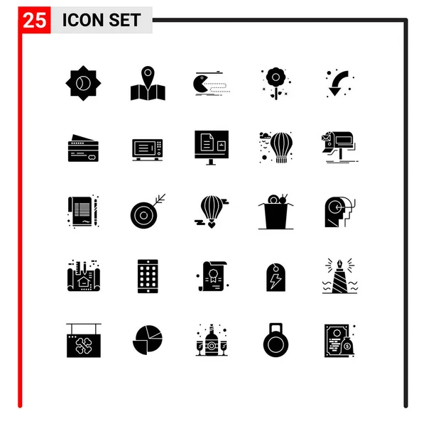 Conjunto Icones Modernos Símbolos Sinais Para Curvas Seta Jogo Férias — Vetor de Stock