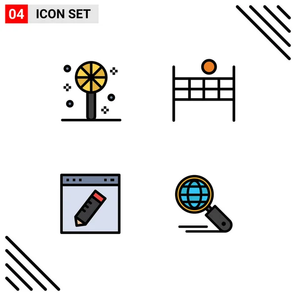 Stock Vector Icon Pack Line Signs Symbols Candy Education Ball — 스톡 벡터