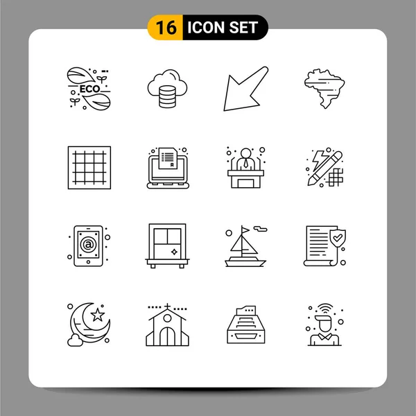 Vector Stock Icon Pack Líneas Señales Símbolos Para Dibujo Cuadrícula — Archivo Imágenes Vectoriales