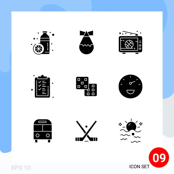 Creative Icons Modern Signs Sysymbols Dice Clipboard Broadcast Checklist Editable — Vector de stock
