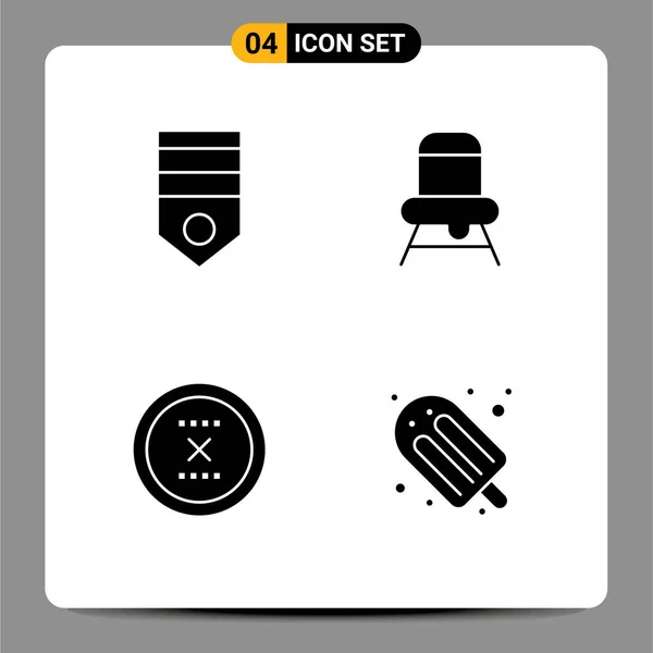 Solid Glyph Pack Universal Symbols Army Circle Rank Chair Delete — 스톡 벡터