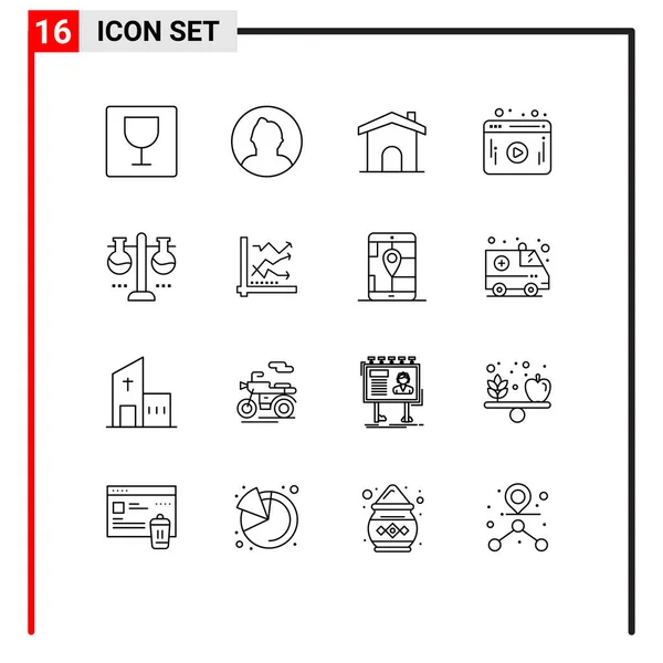 Set Modern Icons Sysymbols Signs Test Flask Laboratory Construction Chemical — Vector de stock