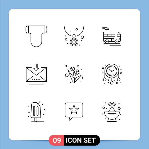 User Interface Pack Basic Outlines Present Retrieve Bus Letter Download — Stock Vector