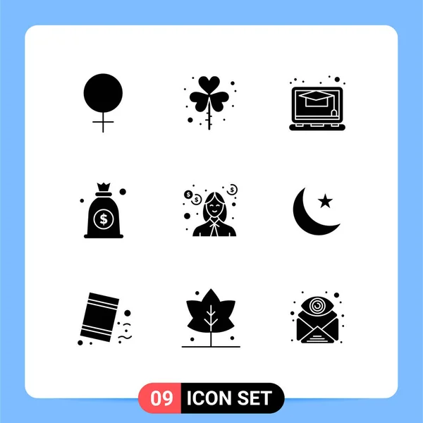 Universal Icon Symbols Group Modern Solid Glyphs Money Education Education — Stockvector