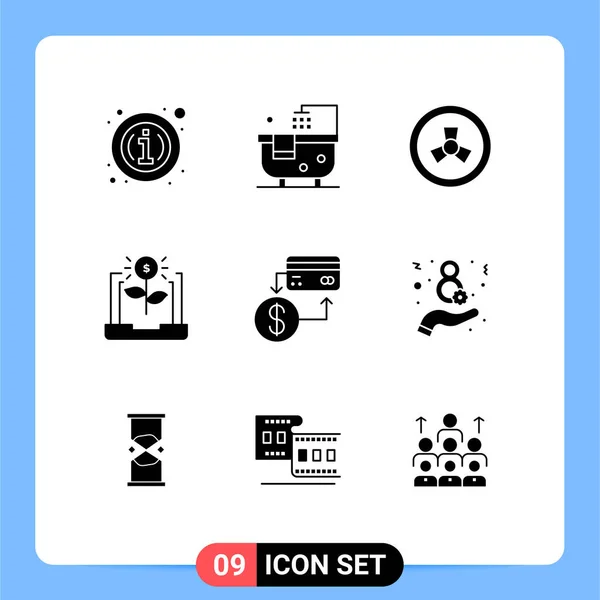 Universal Icon Symbols Group Modern Solid Glyphs Card Investment Mutation — Stock Vector