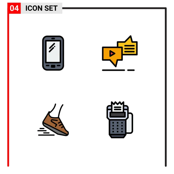 Symboles Icône Universelle Groupe Filledline Moderne Plat Couleurs Téléphone Parole — Image vectorielle