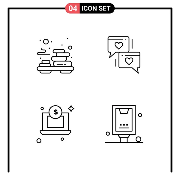 Modern Set Filledline Flat Colors Symbols Relax Dollar Massage Heart — Stock Vector