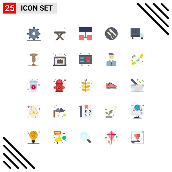 Set Modern Icons Sysymbols Signs Van Delivery Layout Knife Dish — Vector de stock