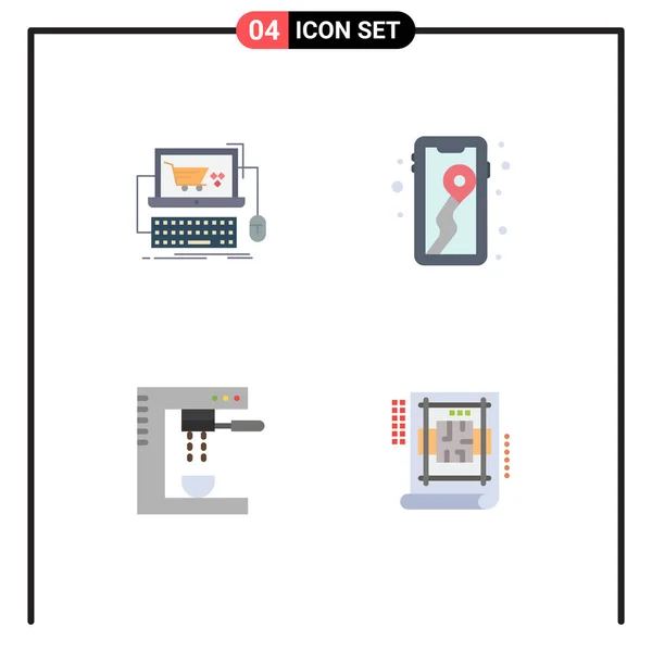 Universele Flat Icons Set Voor Web Mobiele Toepassingen Winkelwagen Koken — Stockvector