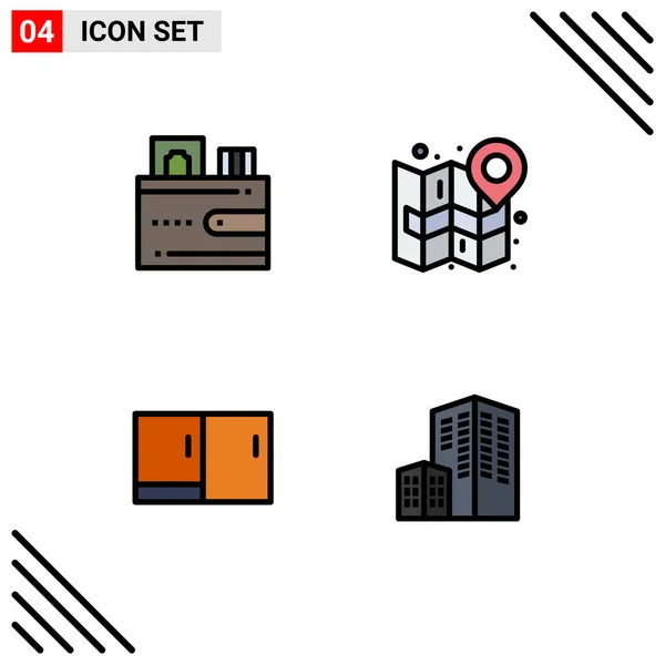 Set Modern Icons Sysymbols Signs Card Cabinet Wallet Mark Furniture — Vector de stock