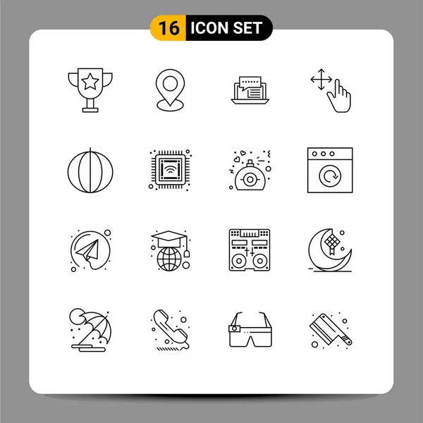 Mobile Interface Outline Set Pictograms Organic Hold Chat Gesture Social — Stock Vector