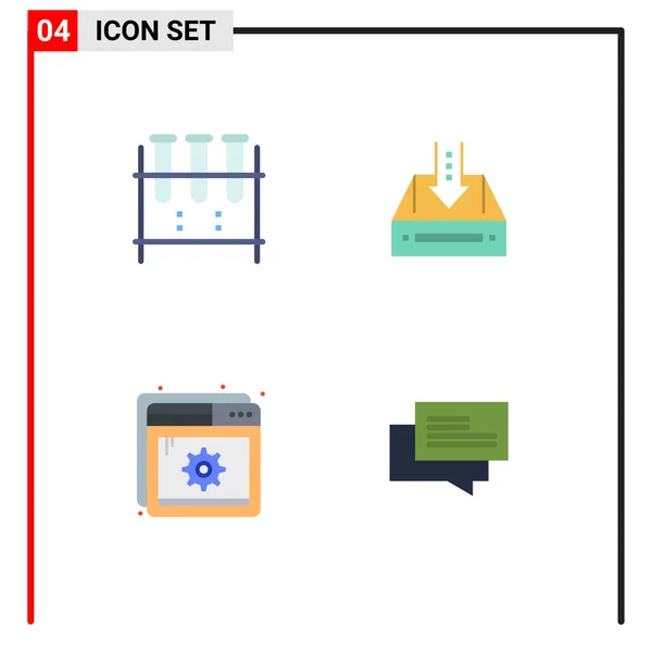 Set Commercial Flat Icons Pack Chemical Flask Empty Lab Glassware — Vector de stock