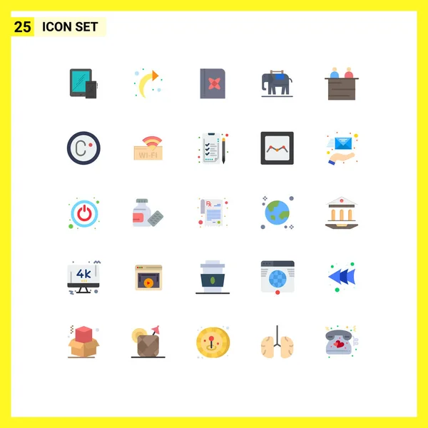 Set Vector Flat Colors Grid People Business Book Use Elephent — Vector de stock