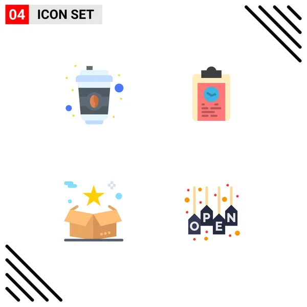 Pack Modern Flat Icons Signs Symbols Web Print Media Coffee — 스톡 벡터