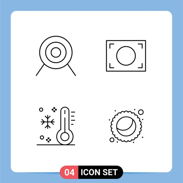 Universal Filledline Flat Colors Set Web Mobile Applications Arqueiro Temperatura —  Vetores de Stock