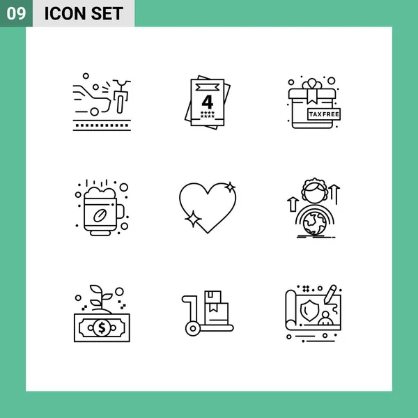 User Interface Pack Van Basic Outlines Van Favoriet Liefde Cadeau — Stockvector