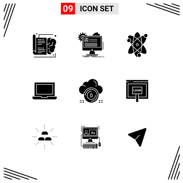Universal Icon Symbols Group Modern Solid Glyphs Secure Macbook Update — Stock Vector