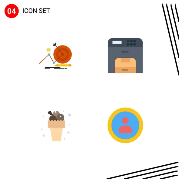 Creative Icons Modern Signs Sysymbols Target Meal Focus Machine Summer — Vector de stock