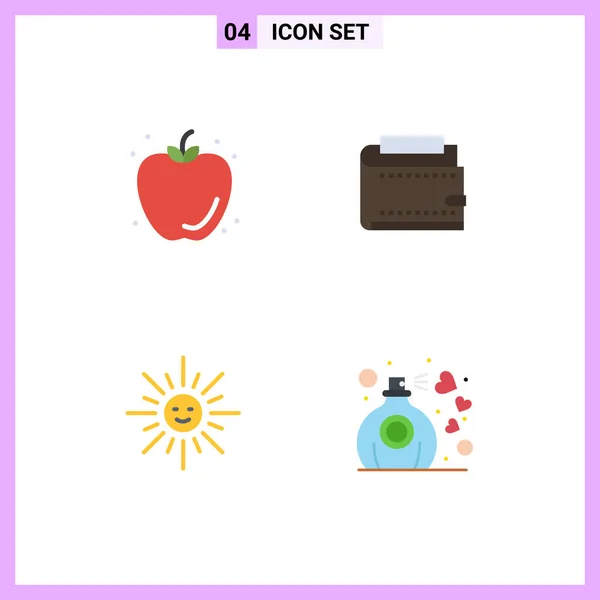 Modern Set Flat Icons Pictograph Food Purse Summer Finance Light — Archivo Imágenes Vectoriales