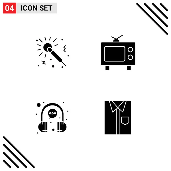 Set Modern Icons Sysymbols Signs Microphone Customer Night Media Representative — Archivo Imágenes Vectoriales