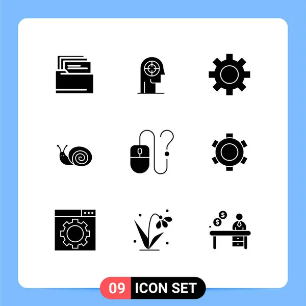 Pictogram Set Dari Glif Solid Sederhana Desktop Komputer Gigi Pegas - Stok Vektor