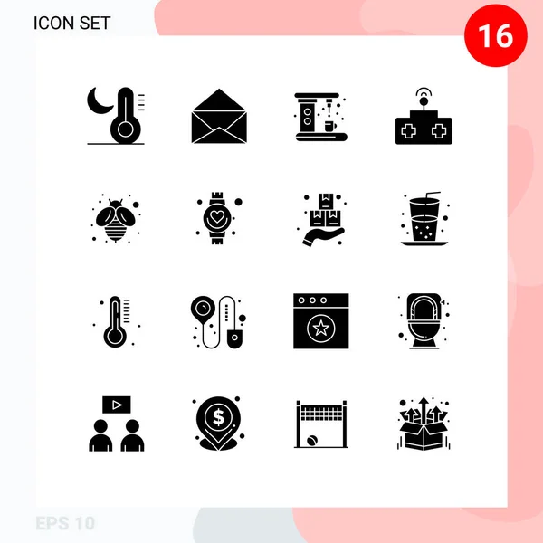Interface Utilisateur Glyphe Solide Pack Signes Symboles Modernes Miel Abeille — Image vectorielle